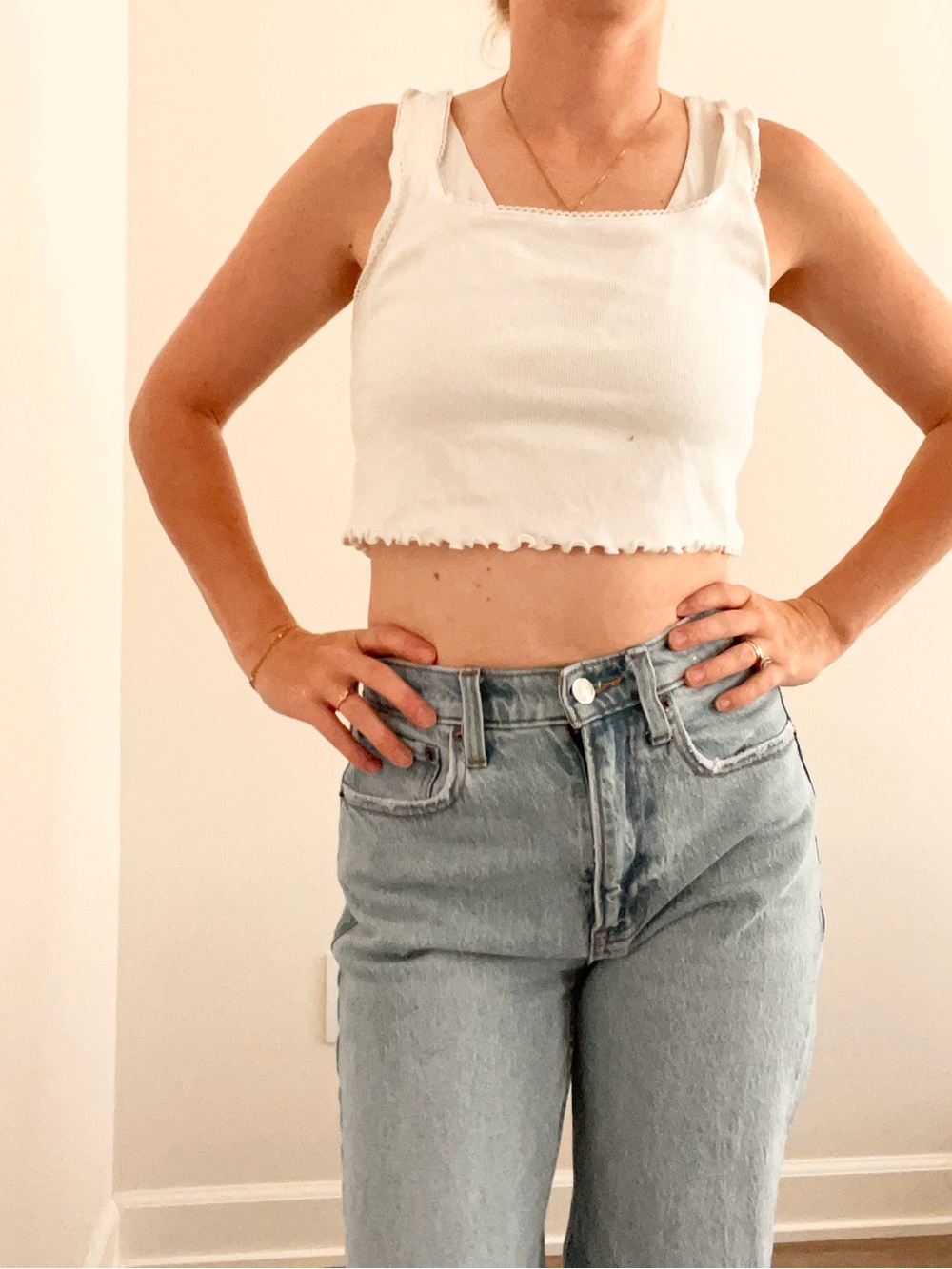 Forever 21 White Ribbed Crop Top